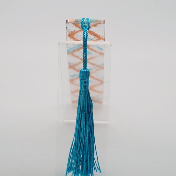 Copper Blue Criss Cross Handmade Resin Bookmark - Picture 7 of 9